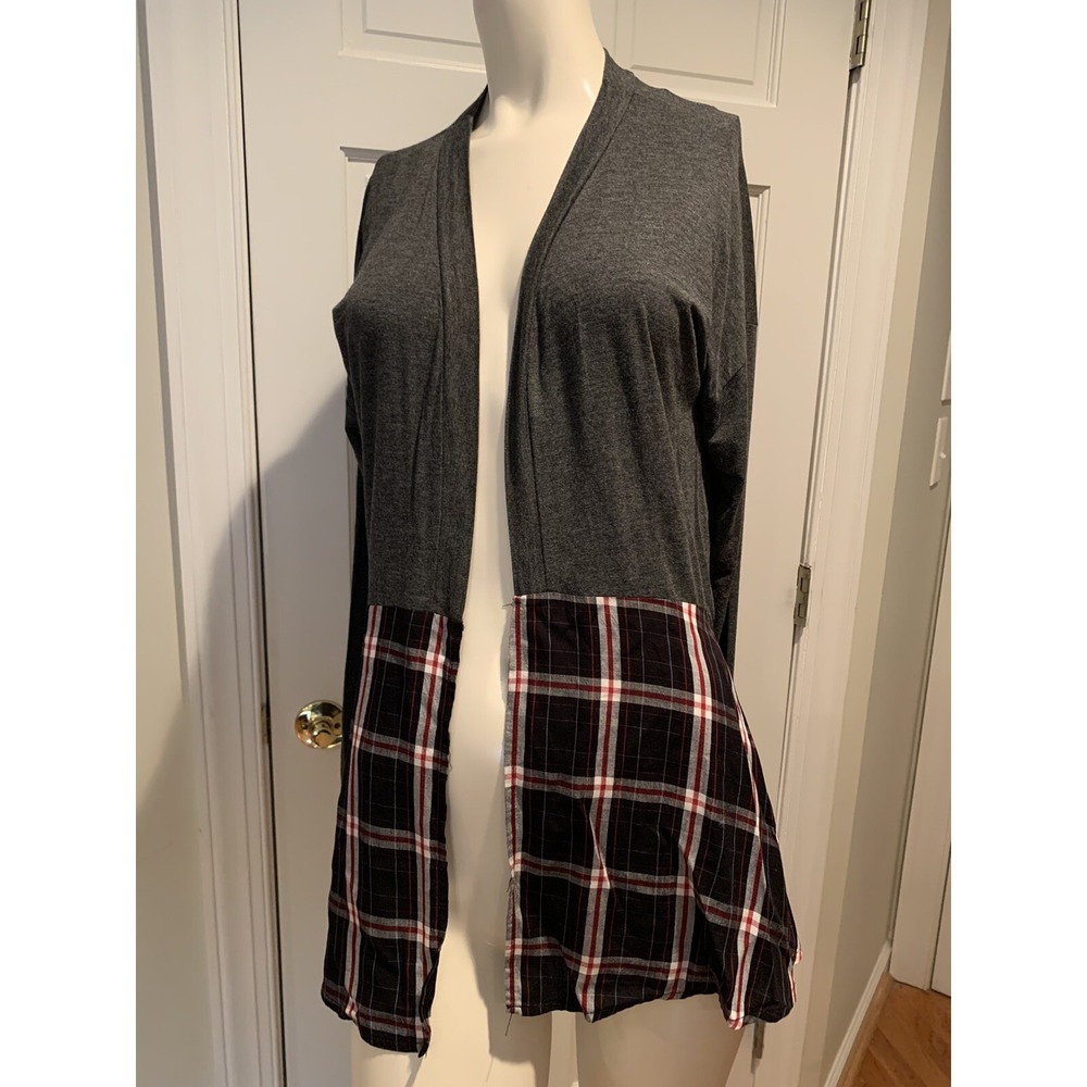 Bo Bel Gray With Plaid Cardigan Small